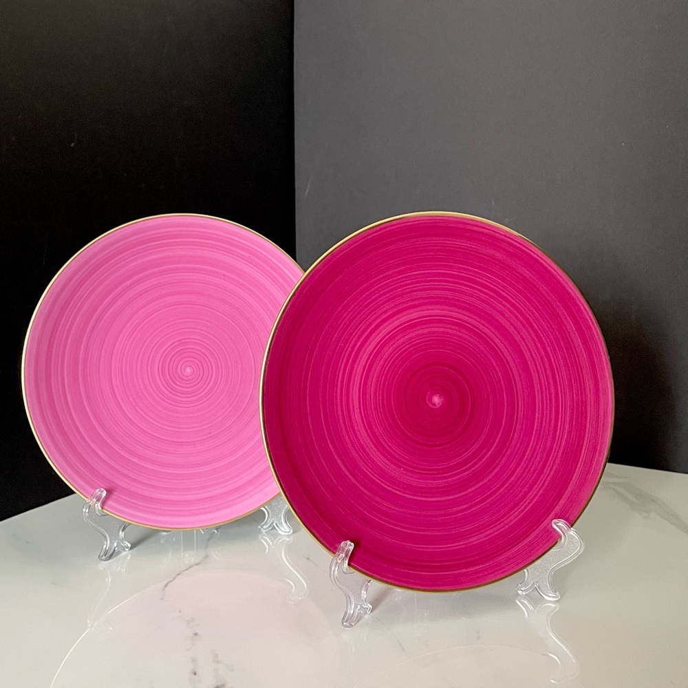 SET of 2 Pink Salad Plates - Marie Daage Limoges